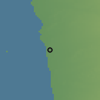 Shaded relief of the 59 km around Mīdī, drawn from the GMTED2010 grid