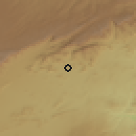 Shaded relief of the 59 km around Mūdiyah, drawn from the GMTED2010 grid
