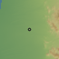 Shaded relief of the 59 km around Na'mān, drawn from the GMTED2010 grid