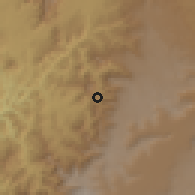 Shaded relief of the 59 km around Qārin, drawn from the GMTED2010 grid