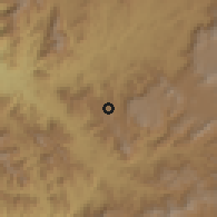 Shaded relief of the 59 km around Qarn 'Arrah, drawn from the GMTED2010 grid