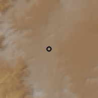 Shaded relief of the 59 km around Ray'ān, drawn from the GMTED2010 grid