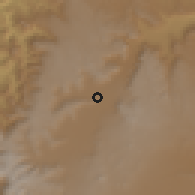 Shaded relief of the 59 km around Rayd̨ah, drawn from the GMTED2010 grid