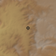 Shaded relief of the 59 km around Rih̨āb, drawn from the GMTED2010 grid