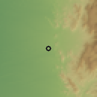 Shaded relief of the 59 km around Šafar, drawn from the GMTED2010 grid