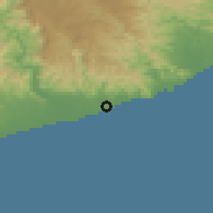 Shaded relief of the 59 km around Sayh̨ūt, drawn from the GMTED2010 grid