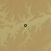 Shaded relief of the 59 km around Šibām, drawn from the GMTED2010 grid