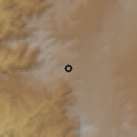 Shaded relief of the 59 km around Šibām, drawn from the GMTED2010 grid