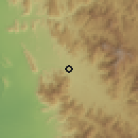 Shaded relief of the 59 km around 'Ubāl, drawn from the GMTED2010 grid