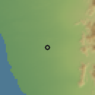 Shaded relief of the 59 km around Zabīd, drawn from the GMTED2010 grid