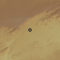 Shaded relief of the 59 km around Zārah, drawn from the GMTED2010 grid