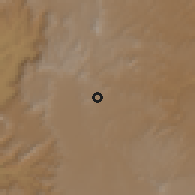 Shaded relief of the 59 km around Zarājah, drawn from the GMTED2010 grid