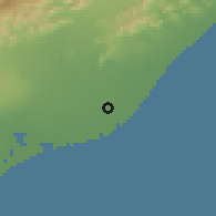 Shaded relief of the 60 km around Zinjibār, drawn from the GMTED2010 grid