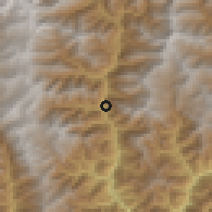 Shaded relief of the 57 km around Autsho, drawn from the GMTED2010 grid