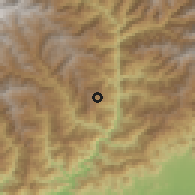 Shaded relief of the 57 km around Drukgyegang, drawn from the GMTED2010 grid