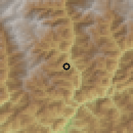Shaded relief of the 57 km around Gyalposhing, drawn from the GMTED2010 grid