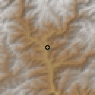 Shaded relief of the 57 km around Khuru, drawn from the GMTED2010 grid