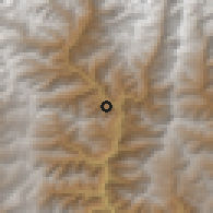 Shaded relief of the 57 km around Lhuentse, drawn from the GMTED2010 grid
