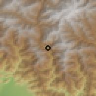 Shaded relief of the 57 km around Chhukha, drawn from the GMTED2010 grid