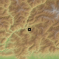 Shaded relief of the 57 km around Nangkhor, drawn from the GMTED2010 grid