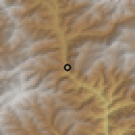 Shaded relief of the 57 km around Rurichu, drawn from the GMTED2010 grid