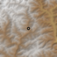 Shaded relief of the 57 km around Thimphu, drawn from the GMTED2010 grid