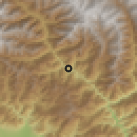 Shaded relief of the 57 km around Tingtibi, drawn from the GMTED2010 grid