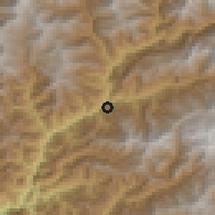 Shaded relief of the 57 km around Trashigang, drawn from the GMTED2010 grid