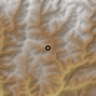 Shaded relief of the 57 km around Trashiyangtse, drawn from the GMTED2010 grid