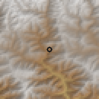 Shaded relief of the 57 km around Trongsa, drawn from the GMTED2010 grid