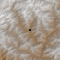 Shaded relief of the 57 km around Tshongdue, drawn from the GMTED2010 grid