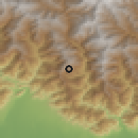 Shaded relief of the 57 km around Tsimasham, drawn from the GMTED2010 grid