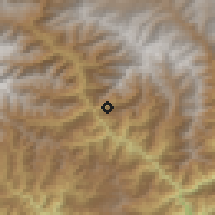 Shaded relief of the 57 km around Zhemgang, drawn from the GMTED2010 grid