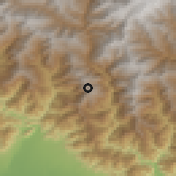 Shaded relief of the 57 km around Dala, drawn from the GMTED2010 grid