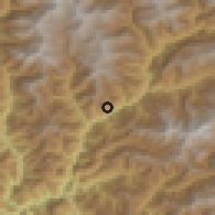 Shaded relief of the 57 km around Dremtse, drawn from the GMTED2010 grid