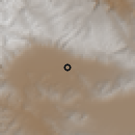 Shaded relief of the 59 km around 14 de Septiembre, drawn from the GMTED2010 grid