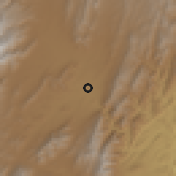 Shaded relief of the 58 km around Calamuchita, drawn from the GMTED2010 grid