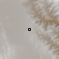 Shaded relief of the 59 km around Caluyo, drawn from the GMTED2010 grid