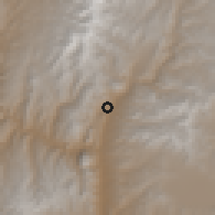 Shaded relief of the 58 km around Camargo, drawn from the GMTED2010 grid