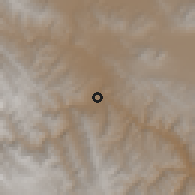 Shaded relief of the 59 km around Capinota, drawn from the GMTED2010 grid