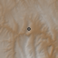 Shaded relief of the 59 km around Carama, drawn from the GMTED2010 grid