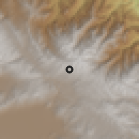 Shaded relief of the 59 km around Aguirre, drawn from the GMTED2010 grid