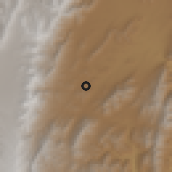 Shaded relief of the 58 km around Chaguaya, drawn from the GMTED2010 grid