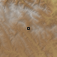 Shaded relief of the 59 km around Challhuani, drawn from the GMTED2010 grid