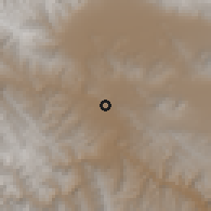 Shaded relief of the 59 km around Charamoco, drawn from the GMTED2010 grid