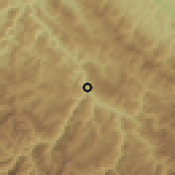 Shaded relief of the 59 km around Alcoche, drawn from the GMTED2010 grid