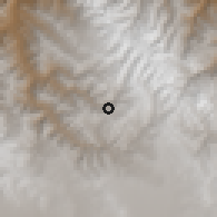 Shaded relief of the 59 km around Chucamarca, drawn from the GMTED2010 grid