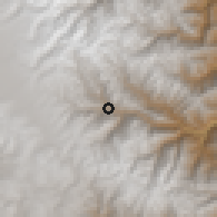 Shaded relief of the 59 km around Chullina, drawn from the GMTED2010 grid