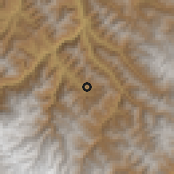 Shaded relief of the 59 km around Circuata, drawn from the GMTED2010 grid