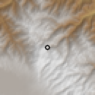 Shaded relief of the 59 km around Cooco, drawn from the GMTED2010 grid